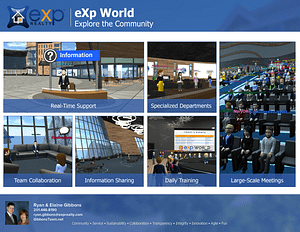 Exp World is where eXp agents go to get training, collaborate with oter agents, and to get support in accounting, agent services, tech, and other company resources.